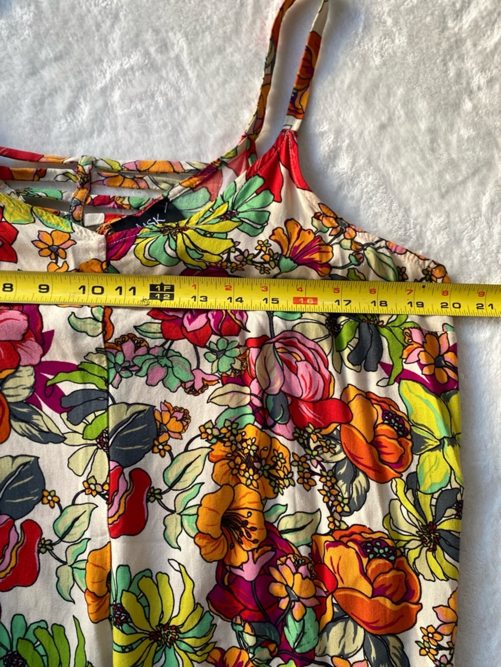 MSK Floral Wide Leg Jumpsuit - Size L Boho Summer Vacation - Picture 5 of 11